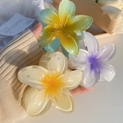 New Hawaiian Gradient Hair Clips Women Flower Hair Claws Shark Hairpins Vacation Beach Style Hairpins Hair Accessories