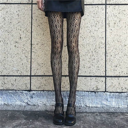Woman Girls Fashion Gothic Fishnet Stockings Snake Skull Stripeds Socks Mesh Tights Panties Lolita Plus Size Pantyhose Leggings