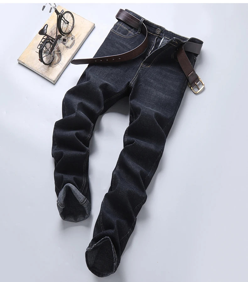 2025 frühling männer Jeans Hohe Qualität Klassischen Stil Business-Mode Schwarz Blau Slim-fit Denim Hosen Männliche Marke casual Hosen.