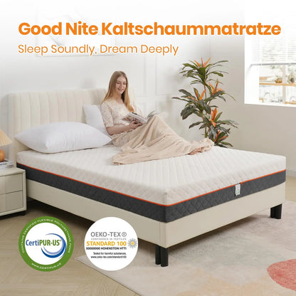 Good Nite Orthopedic Kaltschaummatratze [18cm]–5-Zonen Ergonomie, Öko-Tex Zertifiziert, Atmungsaktiver Bezug| H2/H3 Härtegrade