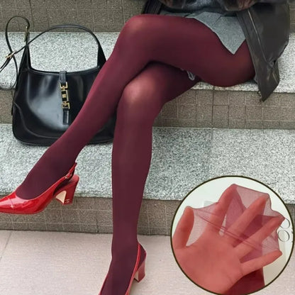 1/2Pcs Wine Red Stocking Tights Women Vintage Sexy Burgundy Thin Thick Super Elastic Anti-Hooker Senior Pantyhose Long Socks