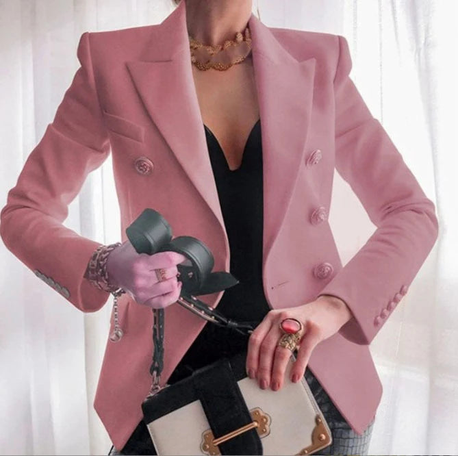 Casual Drehen Unten Kragen Langarm Anzug Oberbekleidung Büro Dame Frühling Herbst Mode Elegante Solide Blazer Mäntel Für Frauen 2023