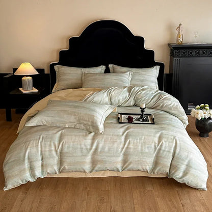 Cotton Bedding Set Luxury Soft Duvet Cover Flat Sheet Pillowcases Single Double Queen King Size Quilt Cover Set