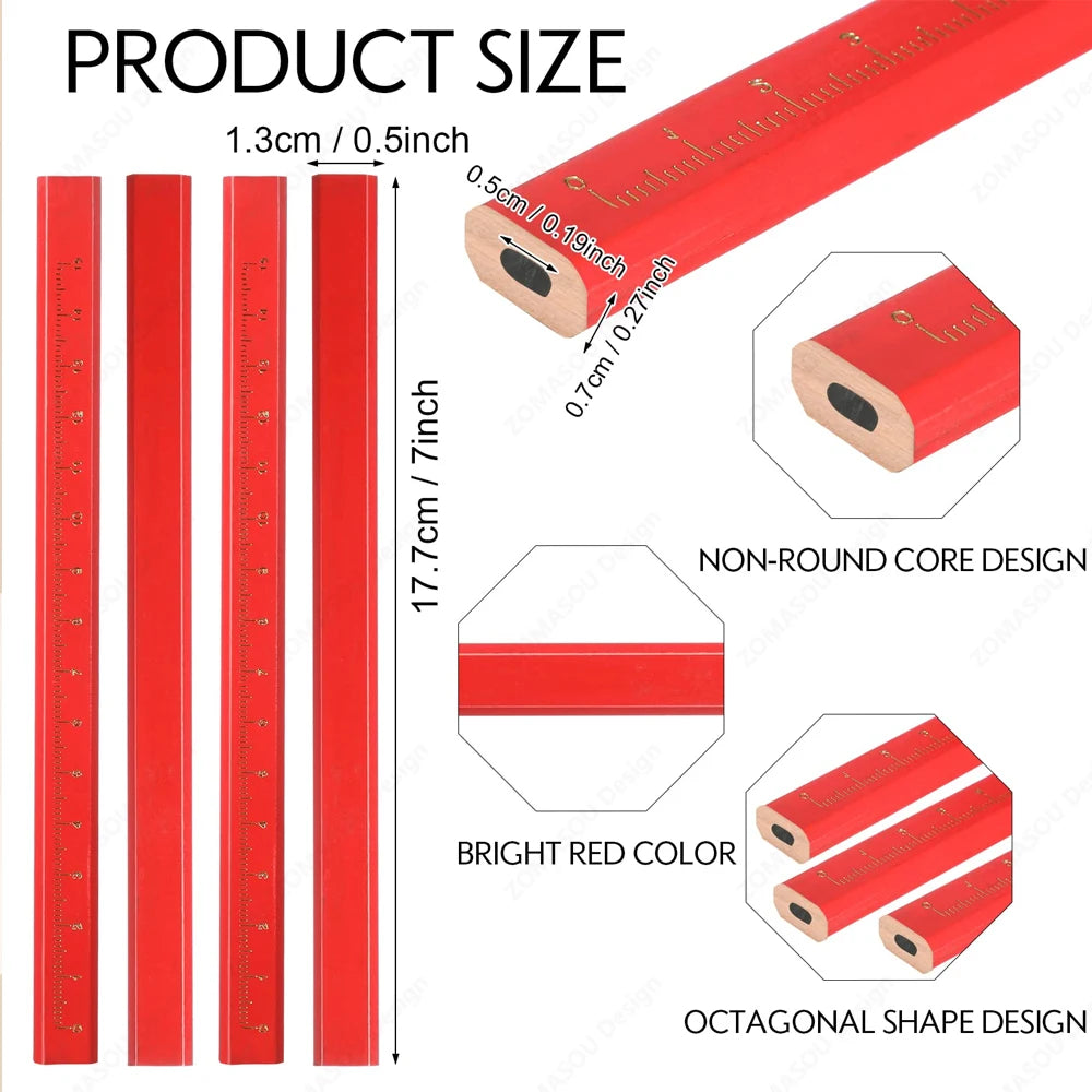 150–1 Stück robuste achteckige Hartschwarz-Schreinerbleistifte, Holzbearbeitungsstifte, speziell für die Markierung von Holzbeton.