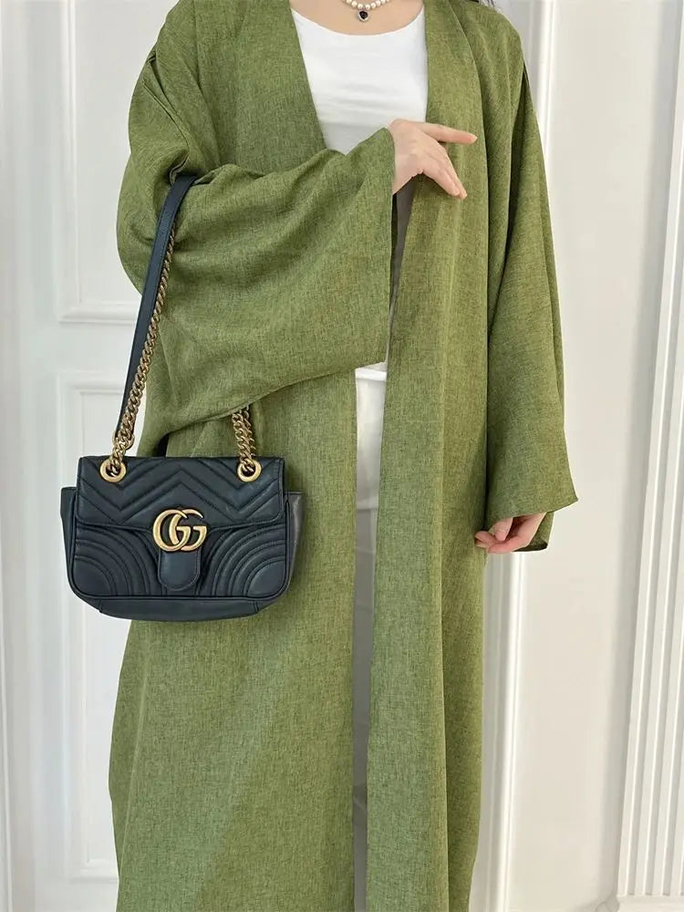 Eid Open Solid Color Batwing Abaya Dubai 2024 Modest Kimono Muslim Kaftan Dresses Abayas for Women Islam Kebaya Caftan Femmes