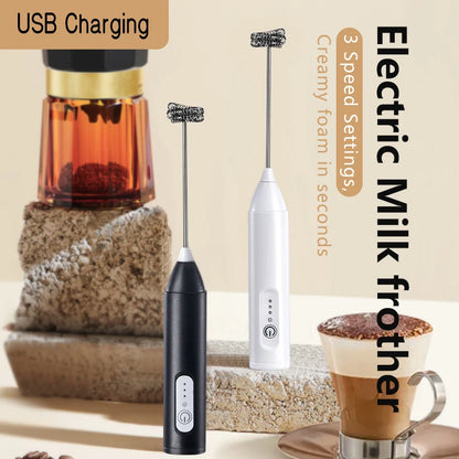 Wireless Milk Frother Electric Type-C Handheld Blender Stainless Steel Mini Coffee Maker Whisk Mixer For Coffee Cappuccino Cream.