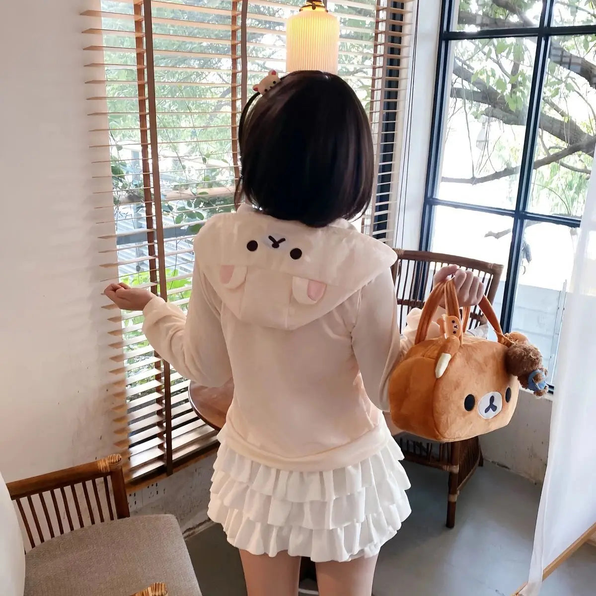 HOUZHOU Y2k Harajuku Streetwear Hoodies Women Japanese Style Kawaii Sweet  Cute Cartoon Print Zipper Sweatshirt Soft Girl 2024.