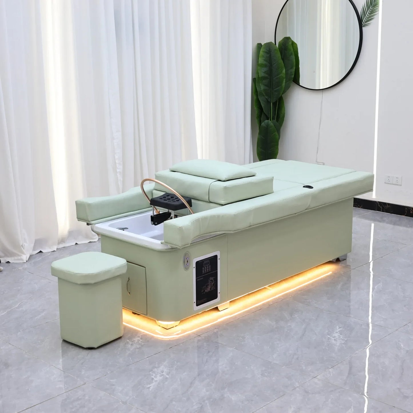 XinSheng 2025 Elektrischer Lift-Shampoo-Bett-Massagetisch – All-in-One-Salonstation mit Begasung, Fußbad und Haarwaschbecken