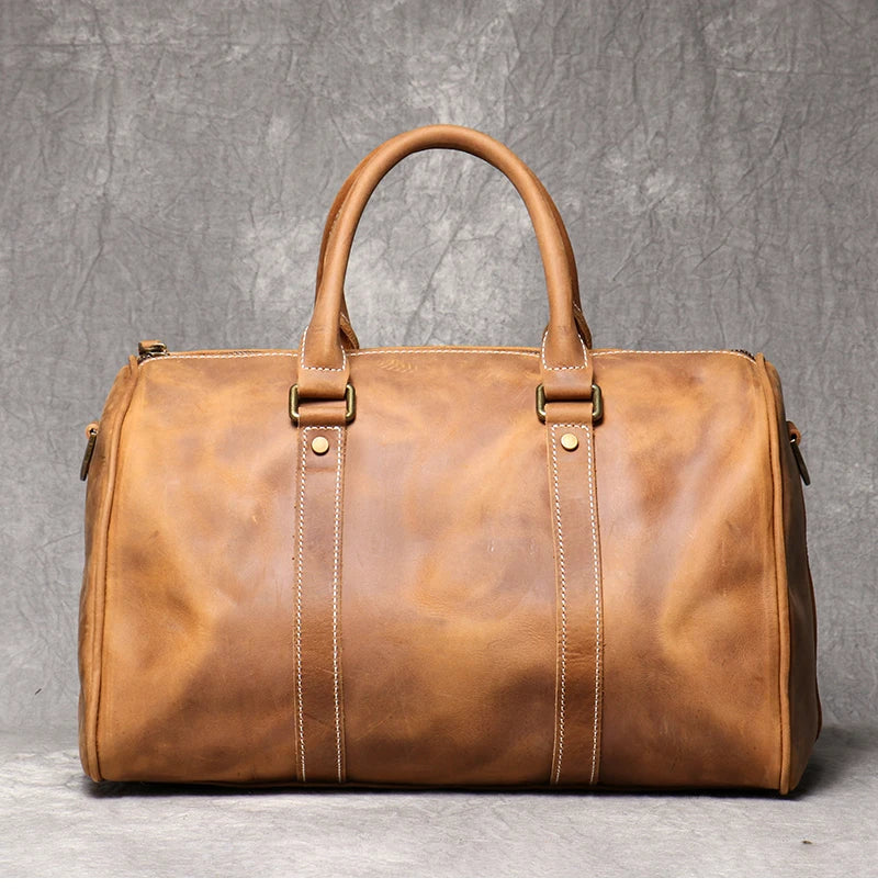 Vintage Herren Rindsleder Business Kurzstrecken tragen Handgepäck taschen große Kapazität Reisetasche einfache Umhängetaschen.