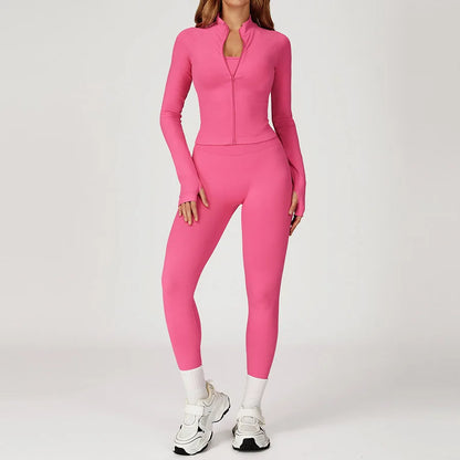 2PCS Yoga Suit Sports Set Women Gym Set Woman Tracksuit Running Workout Long Sleeve Sports Shirt Shorts and bra set Sport Outfit