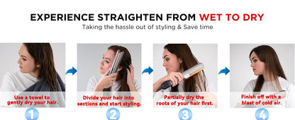 2025 New 2-in-1 Hair Straightener & Dryer Combo - Smartly Controlled Negative Ion Heating Plates, Suitable for Home Hair Styling.