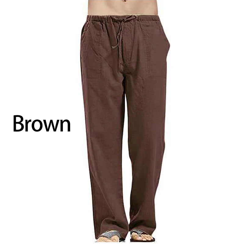 Spring Linen Wide Men Pants Korean Trousers Oversize Cotton Streetwear Male New Yoga Pants Casual Men Clothing Sweatpants.