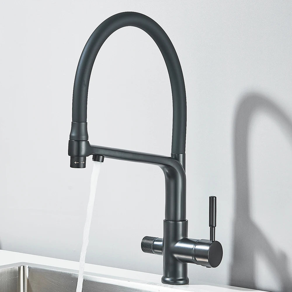 Kitchen Faucet Filtered Water Dual Spout Purification Feature Kitchen Tap 360 Rotation Water Crane For Kitchen