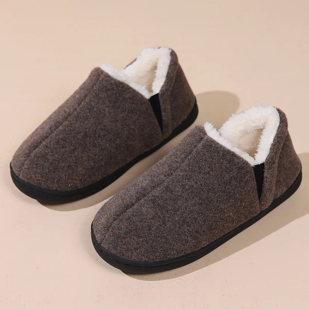 Smile Pop New Men Plush Slippers Indoor Fluffy Fur Home Men Slippers Outdoor Warm Closed Soft Non-slip Fuzzy Winter Men Shoes.
