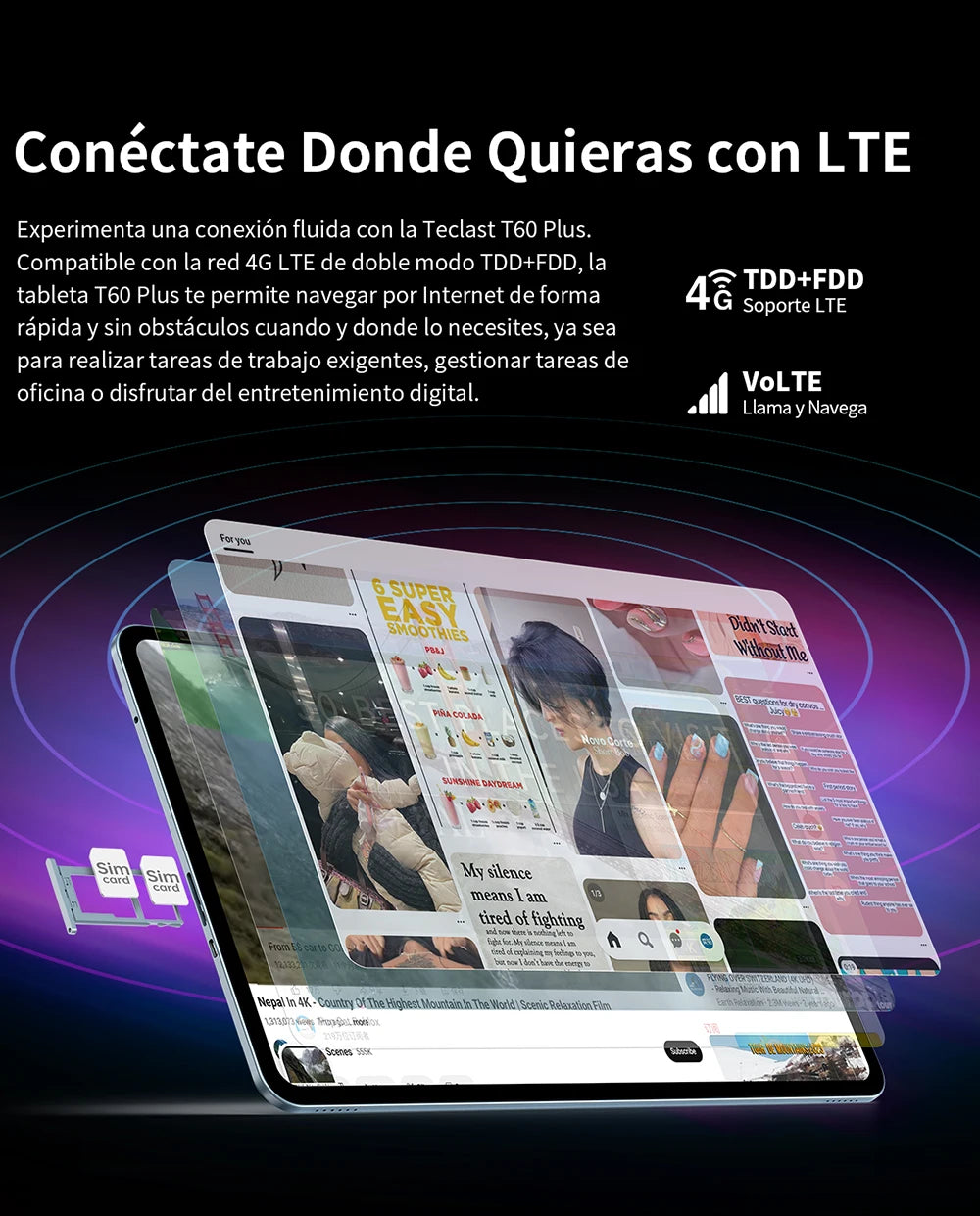 【New】Teclast T60 Plus 12 Inch Tddi 90Hz 2K Screen 2000X1200 Android 14 Widevine L1 Mtk Helio G88 (6Gb Ram+10Gb Expansion)16Gb/128Gb 8000Mah Battery 4g Lte Dual Sim Tf up to 1Tb