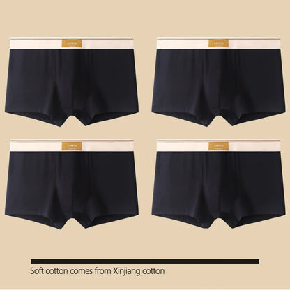 4 Stück Herren-Unterwäsche, Baumwolle, Boxershorts, atmungsaktive Unterhose, sexy Sport-Komfort, männliche Boxershorts, Größe L-4XL
