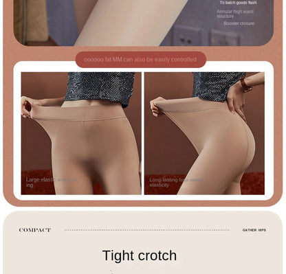 Winter Thermal Pantyhose Women Thicken Stockings Fake Translucent Pantyhose Fleece Lined Tights High Waist Elastic Wool Socks