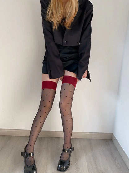 Women's Stockings Dot Printed Transparent Thigh High Stockings Lolita Cute Nylon Stockings for Girls Cosplay Fashion Long Socks.