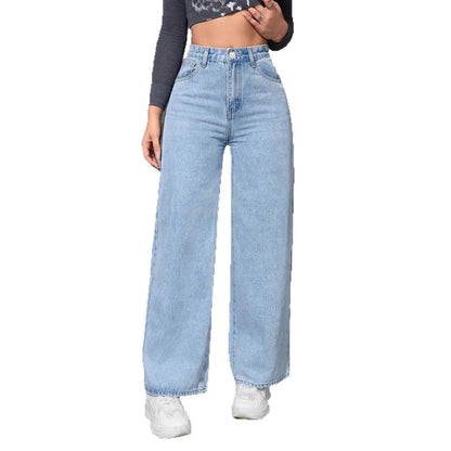 Jeans Women Vintage Wide Leg Pants Denims High Waist Washed Distressed Basics Straight Trousers 2025 Streetwear Floor Length.
