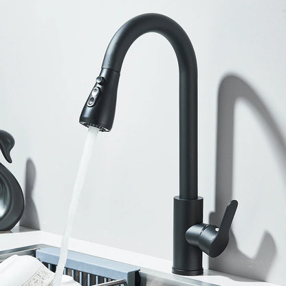 Pull Out Kitchen Faucet 360 Rotate Shower/Stream Sprayer Head Mixer Hot and Cold Water Tap Deck Mounted