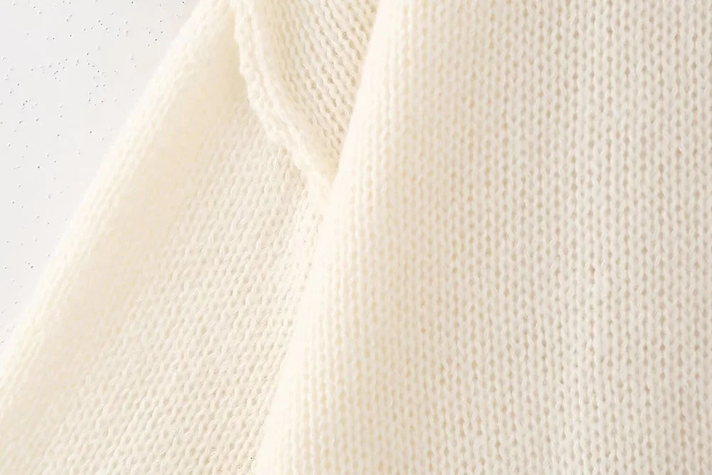 TRAF Women's Bat Sleeve Cardigan Sweater Temperament Lapel Metal Button Decoration Fashion Jacket Casual Commuter Women's Tops