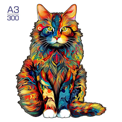 Irregular Shaped Wooden Animal Puzzle DIY Puzzle Party Games Educational Gift for Kids Holiday Gift Intelligent Cat Wood Jigsaw