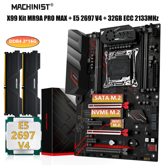 MACHINIST X99 kit Motherboard MR9A PRO AMX Set Intel Xeon E5 2697 V4 CPU with Fourchannel DDR4 2x16g 2133MHz for Gaming Computer.