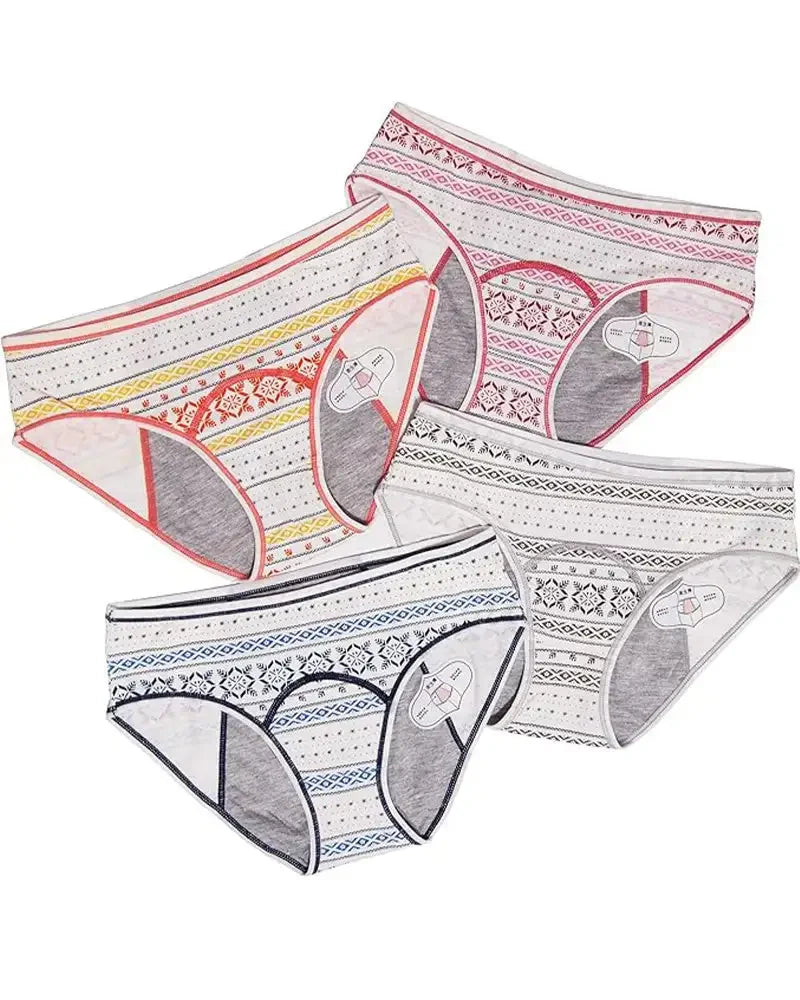 3pcs girl 's Pure Cotton Menstrual Leak-Proof Breathable Briefs Three Layers teenager Physiological Student Mid Waist Pantie.