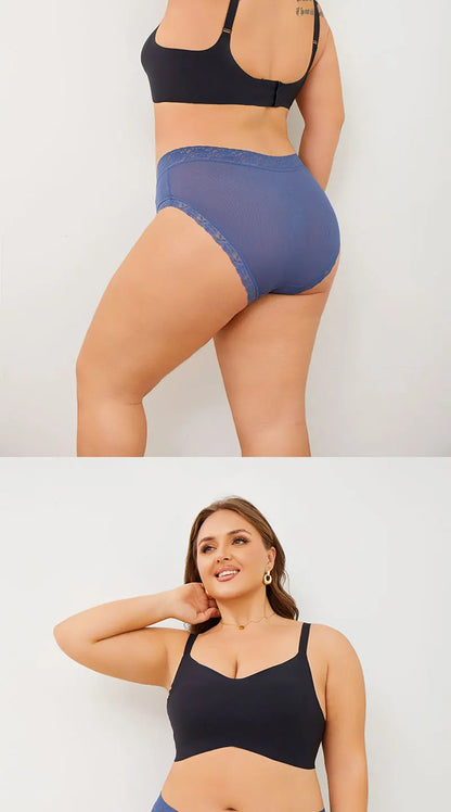 5Pcs Sexy Ice Silk Briefs Large Size Underwear 0XL-4XL Panty Women's Seamless Underwears 8 Solid Color Breathable Underpants.