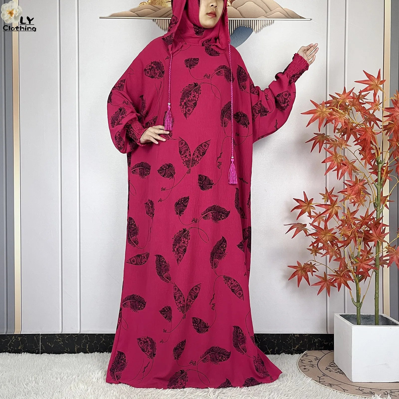 2025Hot Sales New Ramadan Muslim Double Hat Women Abaya Prayer Garment Islam Turkey Arabic Femme Abaya Prayer Kaftan Loose Robes.