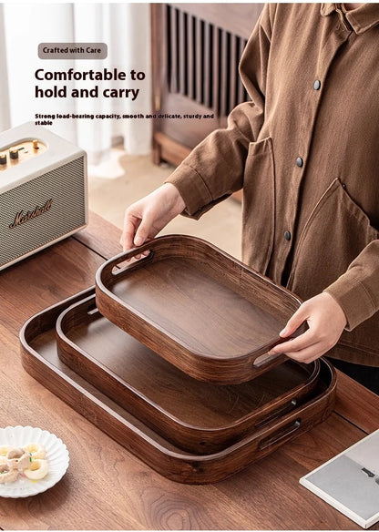 Gianxi Japanese Bamboo Household Tray Rectangular Hotel Solid Wood Dinner Plate Afternoon Tea Dessert Dim Sum Plate Tea Tray.