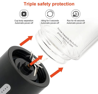 530ML Powerful Portable Blender for Smoothies Shakes USB Rechargeable Food Processor Fruit Mixer Machine Mini Juicer Blender Cup.