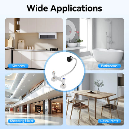 Wall-Mounted Brass Faucet, Hot&Cold Water with 360° Rotating Hose Flexible Cleaning Made to Last for Bathroom Kitchen