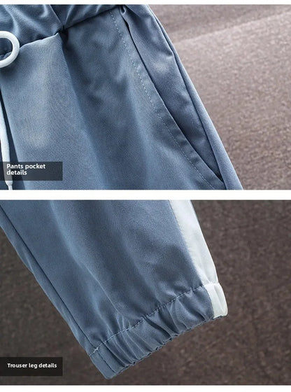 New Men's Sportswear Set Casual Loose Fit Sweatpants with Drawstring Two-Piece Korean Style Autumn Collection