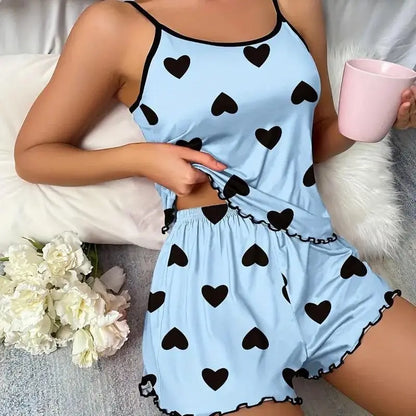1 Satz Sommer-Damen-Pyjamas, zweiteilig, sexy, lässig, Leibchen, Unterhemd, Shorts, Homewear-Anzug