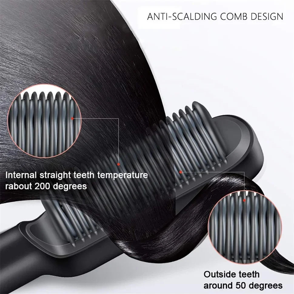 Thermostatic hair straightener Comb 5 temperature settings Straightening brush Quick heat professional hair straightening brush