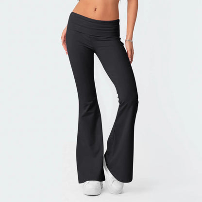Damenmode, einfarbig, schmale Passform, schmale Reverse-Taille, niedrige Taille, elastische Taille, Schlaghose, Hose für Damen, Damenhose 2024