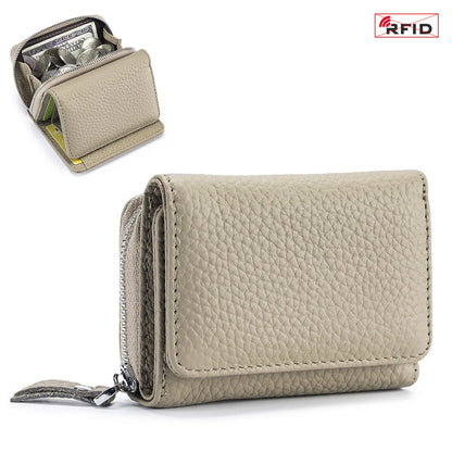 Genuine Leather Women Wallet Small Zipper Coin Wallet Female Short Cow Leather Women Purse RFID Card Money Bag Gift for Women