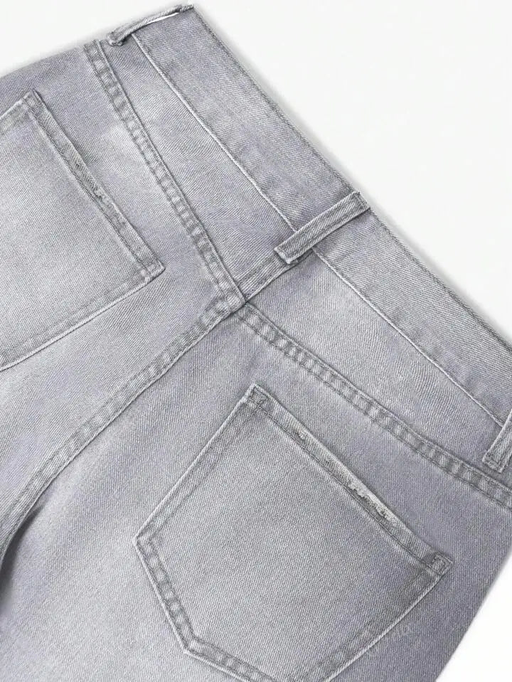 Jeans Women Straight Pants Denims Washed High Waist Distressed Pockets Female 2025 Streetwear Vintage Full Length Trousers.