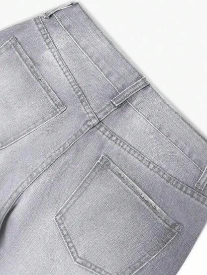 Jeans Women Straight Pants Denims Washed High Waist Distressed Pockets Female 2025 Streetwear Vintage Full Length Trousers.