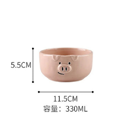 European Creative Cute Pink Pig Tableware Dishes Home Ceramic Plate Breakfast Nordic Wind Irregular Matte Plate Kitchen Utensils.