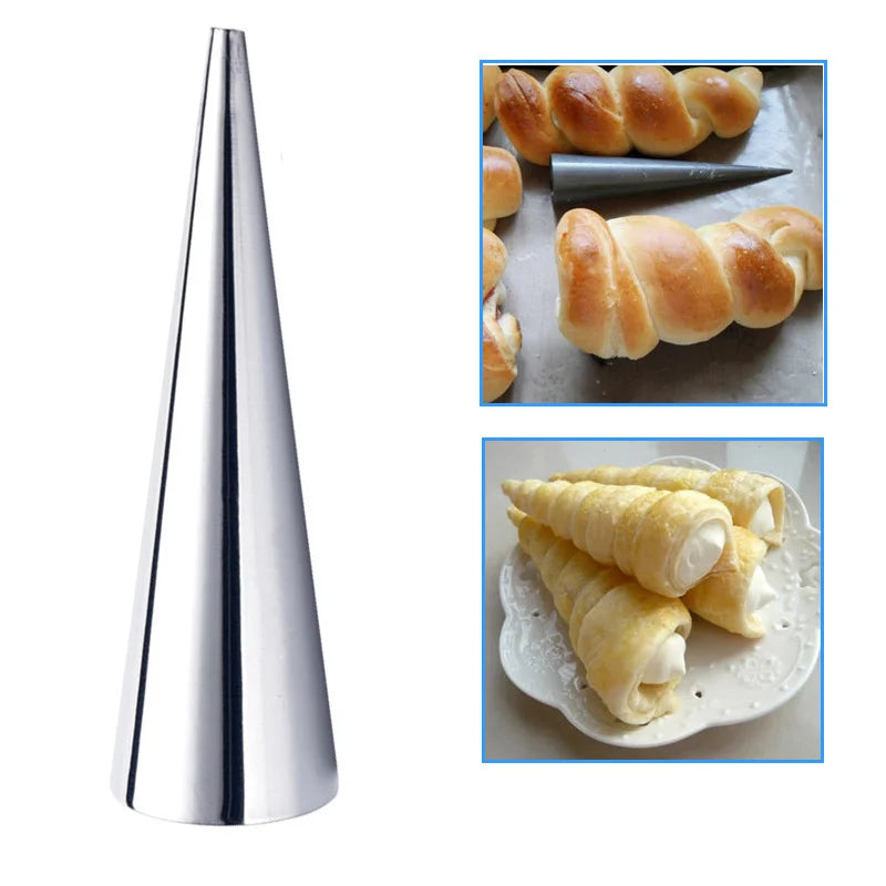 16Pcs Conical Tube Cone Roll Moulds Spiral Croissants Molds Cream Horn Mould Pastry Mold Cookie Dessert Kitchen Baking Tools.
