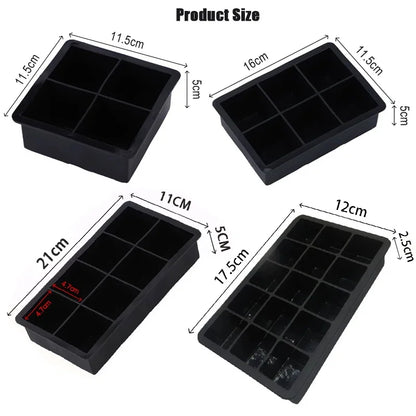 4/6/8/15/160 Grid Big Ice Tray Mold Giant Jumbo Large Food Grade Silicone Ice Cube Square Tray Mold DIY Ice Maker Ice Cube Tray.