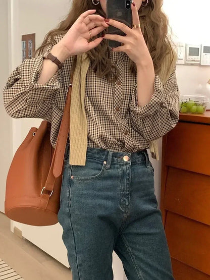 Fashion Casual Women's Plaid Shirt Autumn New Boutique Ladies Blouse and Tops Female Long Sleeve Blouses Clothes
