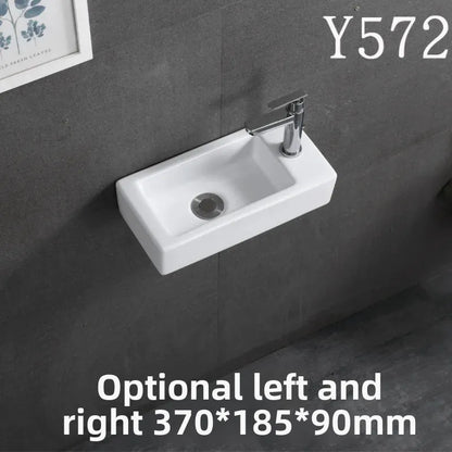 Kompaktes, an der Wand montiertes Keramikwaschbecken – kleines quadratisches Waschbecken, platzsparendes Design für Badezimmer, Balkon oder Waschtisch