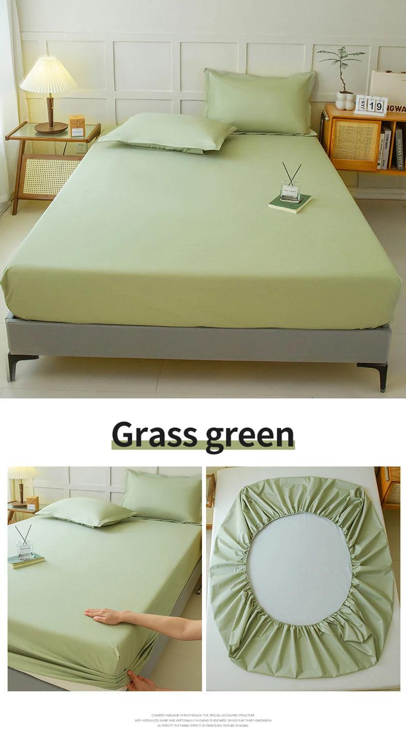 Waterproof Fitted Bed Sheet With 360 Elastic Band Mattress protector Cover Bedspreads for Single Double King Queen Size Bedsheet