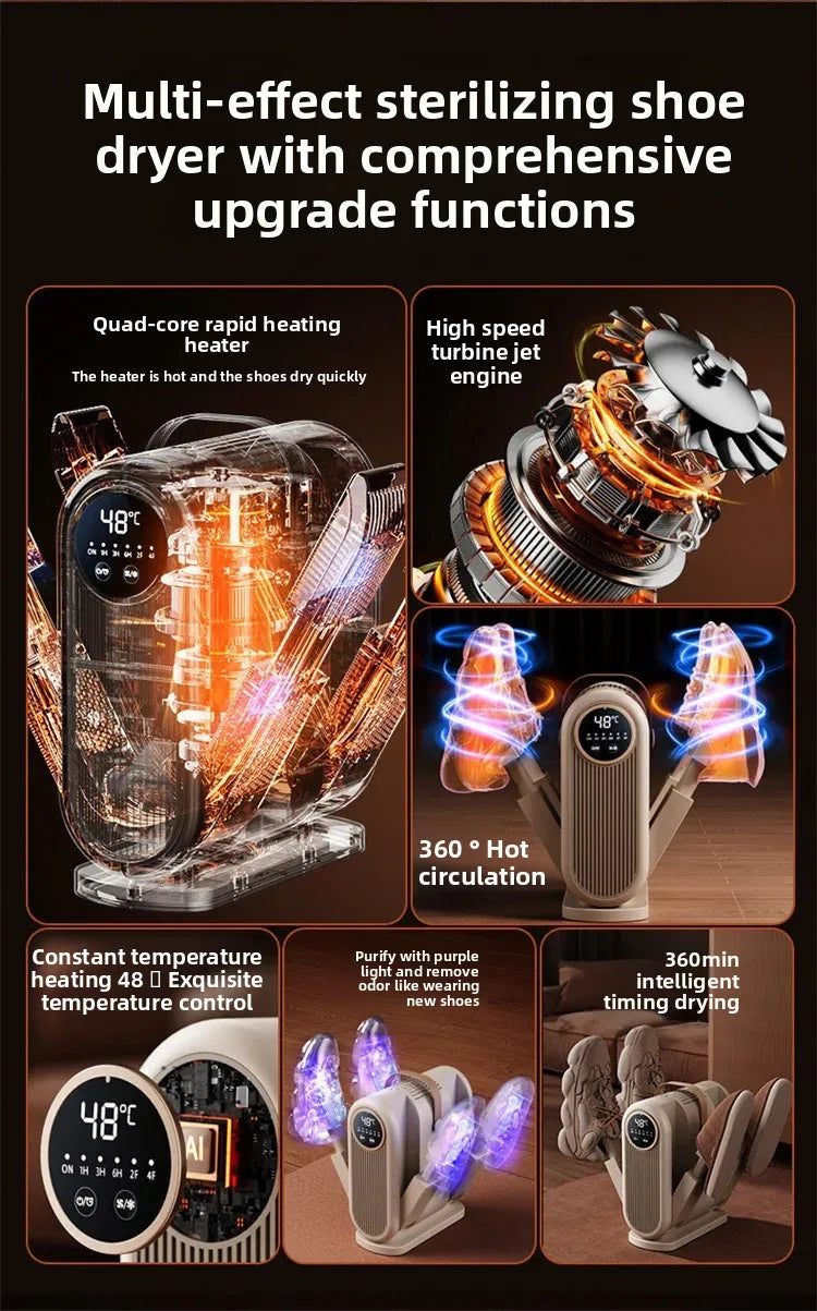 Portable Foldable Electric Shoe Dryer UV Blue Light UV Sterilization Deodorizing Shoe Dryer Fast Drying Household Shoe Dryer.