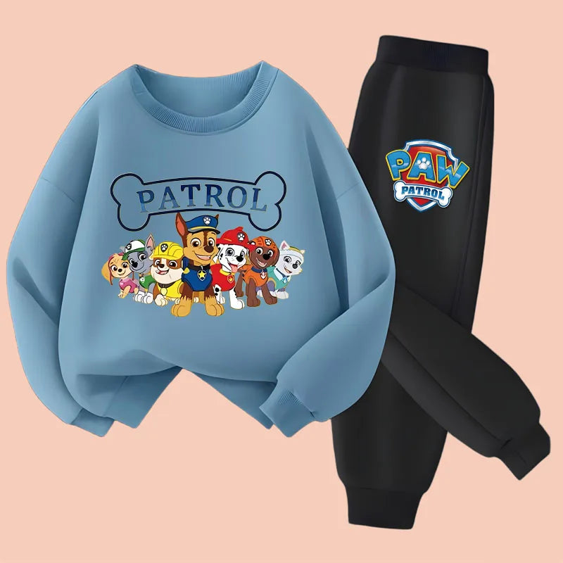 PAW Patrol Boys Long Sleeved Pullover Long Pant Two Piece Set Spring New Children's Hoodies Set Kids Casual Sweatsuit.