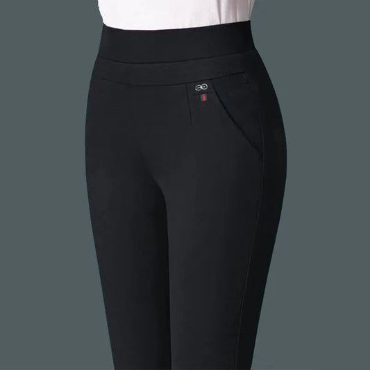 Büro Dame Feste Big Size 6XL Alle-spiel Bleistift Hosen Frühling Herbst Mode Frauen Elastische Hohe Taille Taschen Gerade hosen