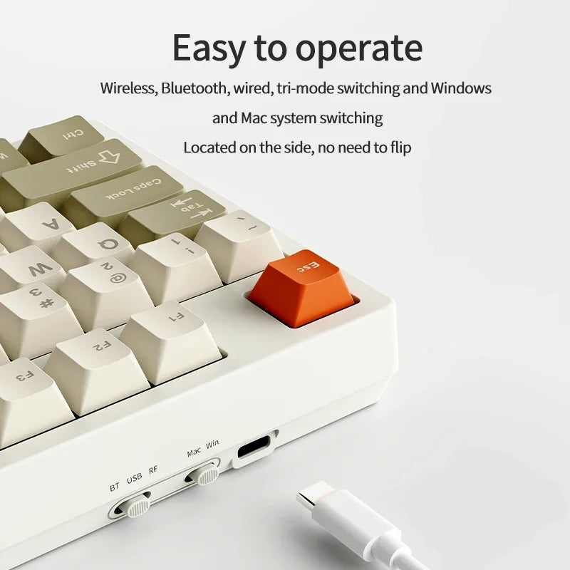 NEW Ajazz AK35I V3 MAX Tri-mode Wired Bluetooth Wireless Gaming Keyboard Gasket Full Key Hot Swap 104 Keys Customized Keyboard.